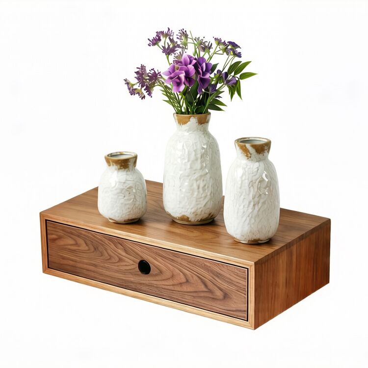 Floating Wood Nightstand with Drawer