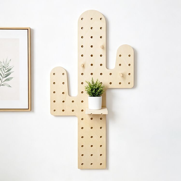 Wooden Diy Craft Storage Display Pegboard Wall Shelves