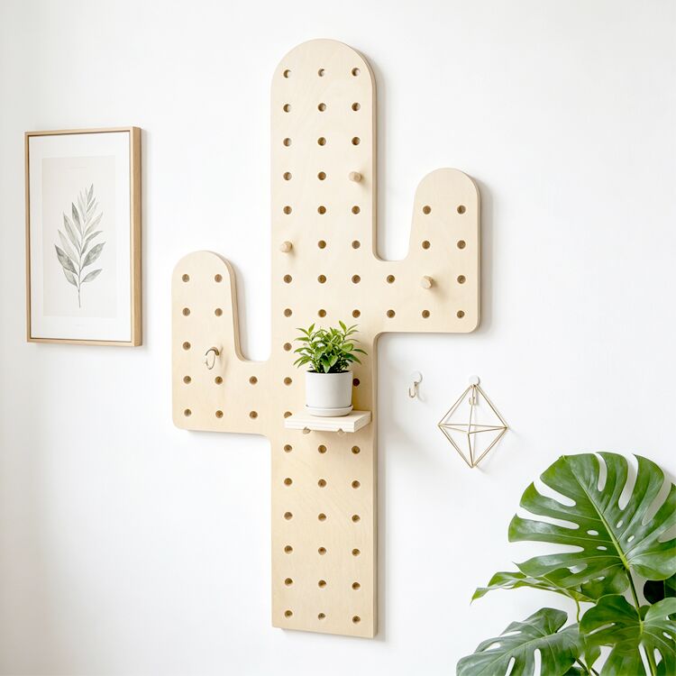 Wooden Diy Craft Storage Display Pegboard Wall Shelves