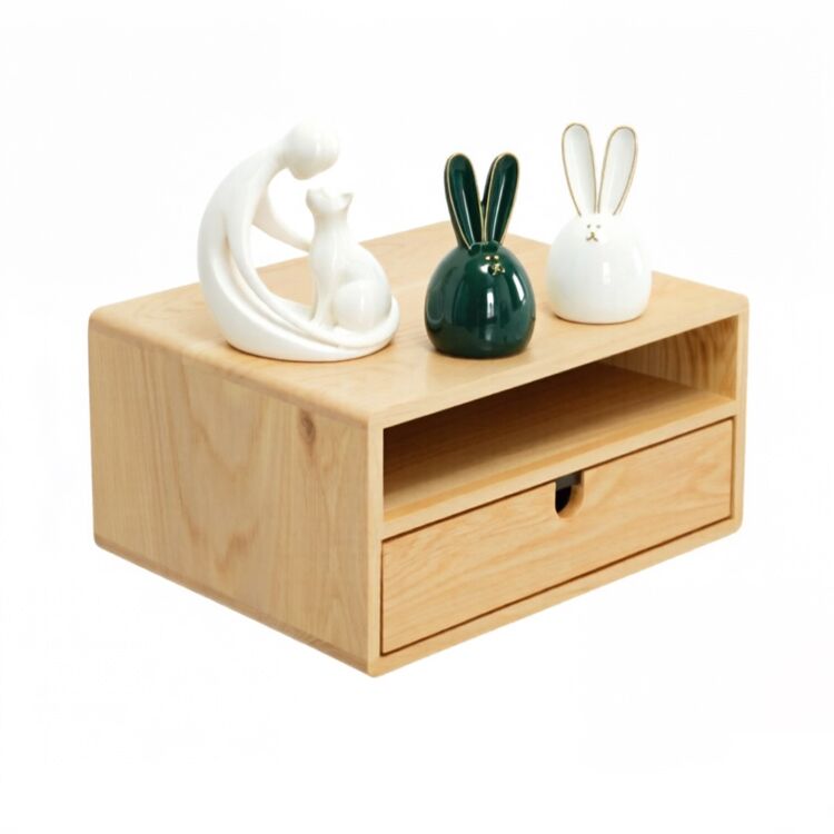 Wooden Storage Wall Mounted Bedside Table with Drawer - Image 6