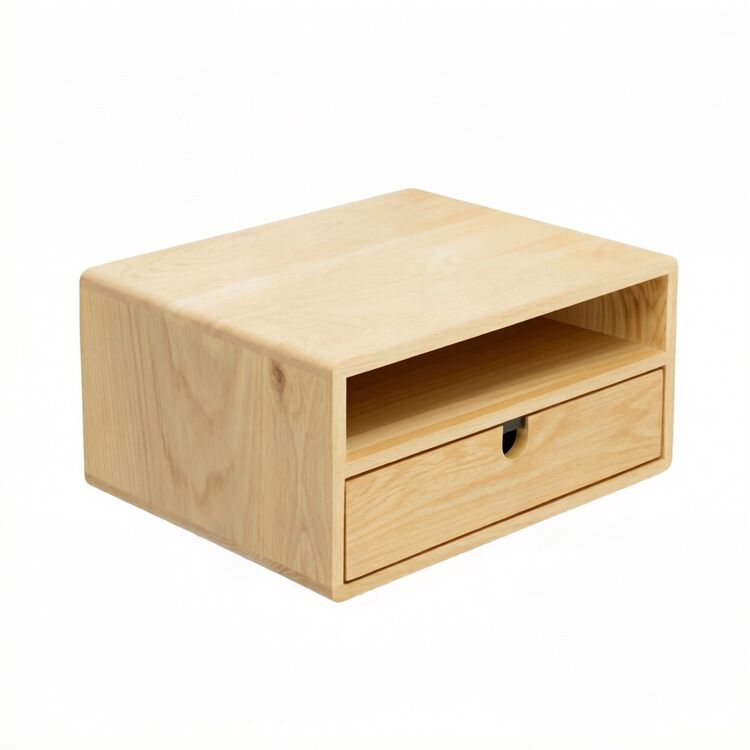Wooden Storage Wall Mounted Bedside Table with Drawer - Image 4