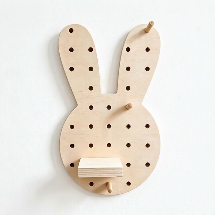 Adjustable Wood Pegboard Organizer Shelf