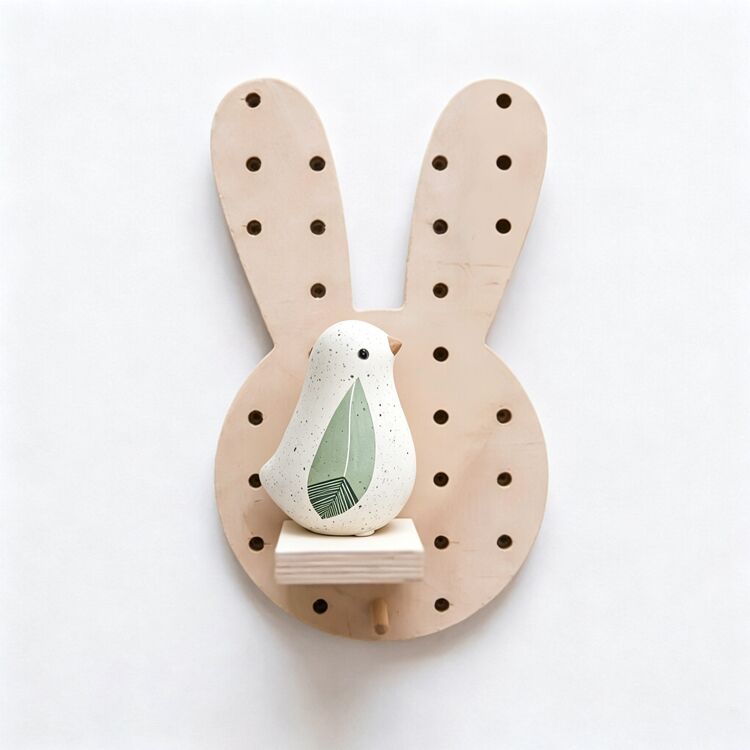 Adjustable Wood Pegboard Organizer Shelf