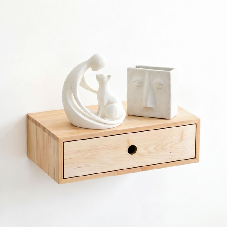 Wall-Mounted Nightstand with Shelf and Drawer
