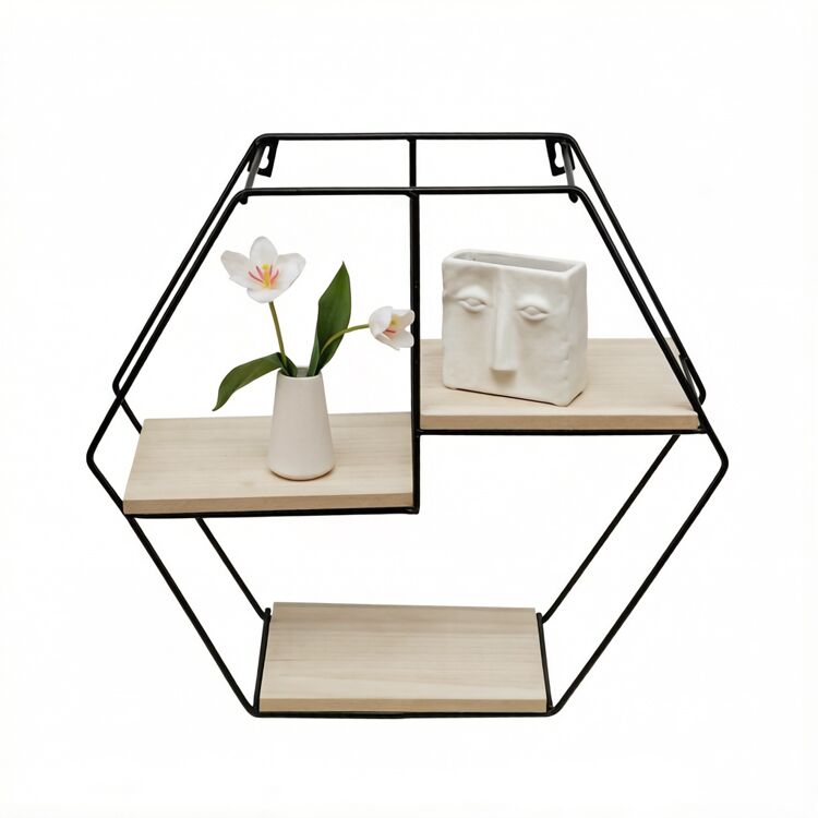Hexagonal Metal Frame Floating Shelf