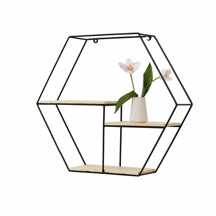 Hexagonal Metal Frame Floating Shelf