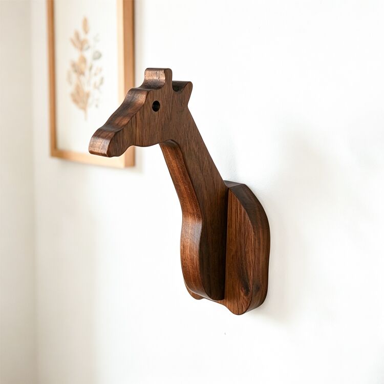 Giraffe-Shaped Wooden Wall Hook