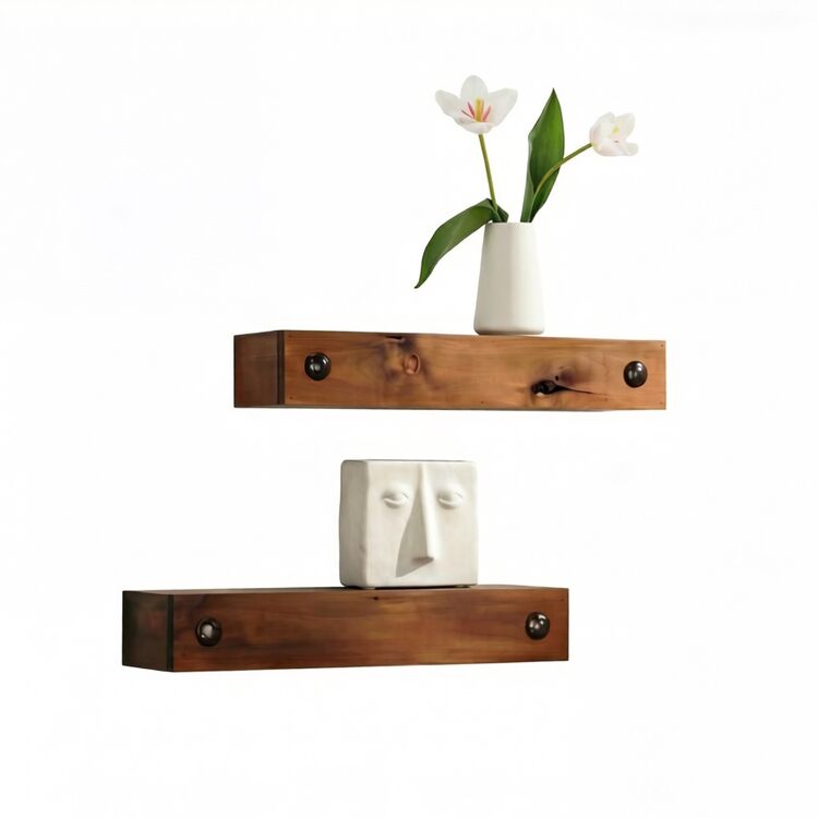 Massivholz Schweberegal im Landhausstil – Rustikales Wandboard 2er-Set