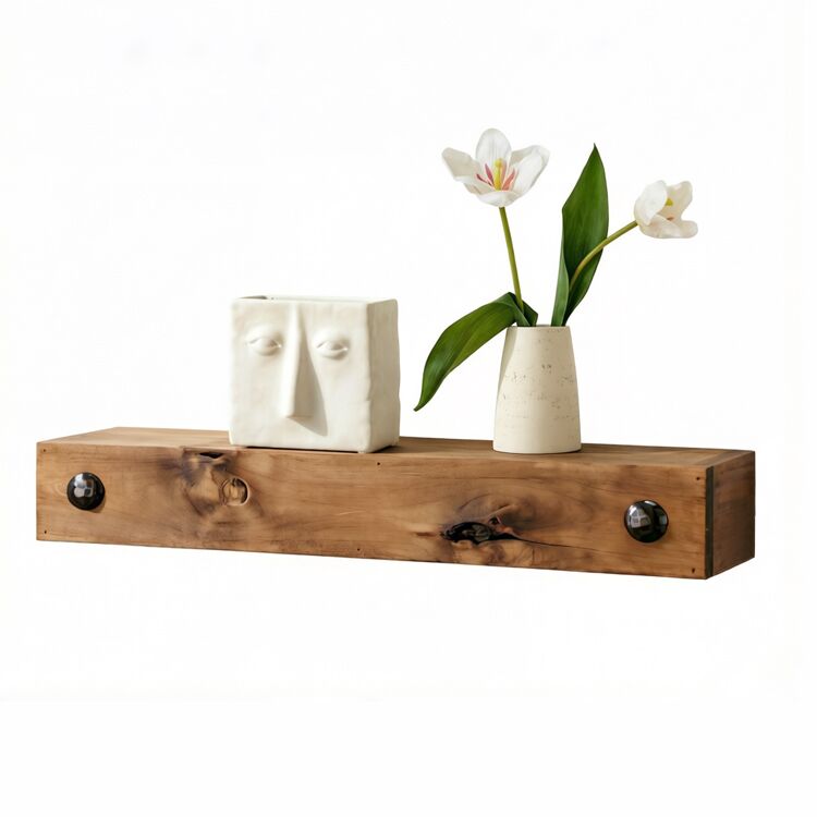 Massivholz Schweberegal im Landhausstil – Rustikales Wandboard 2er-Set – Bild 2
