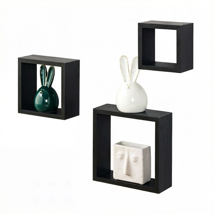 Modern Floating Cube Wall Shelves Set of Three