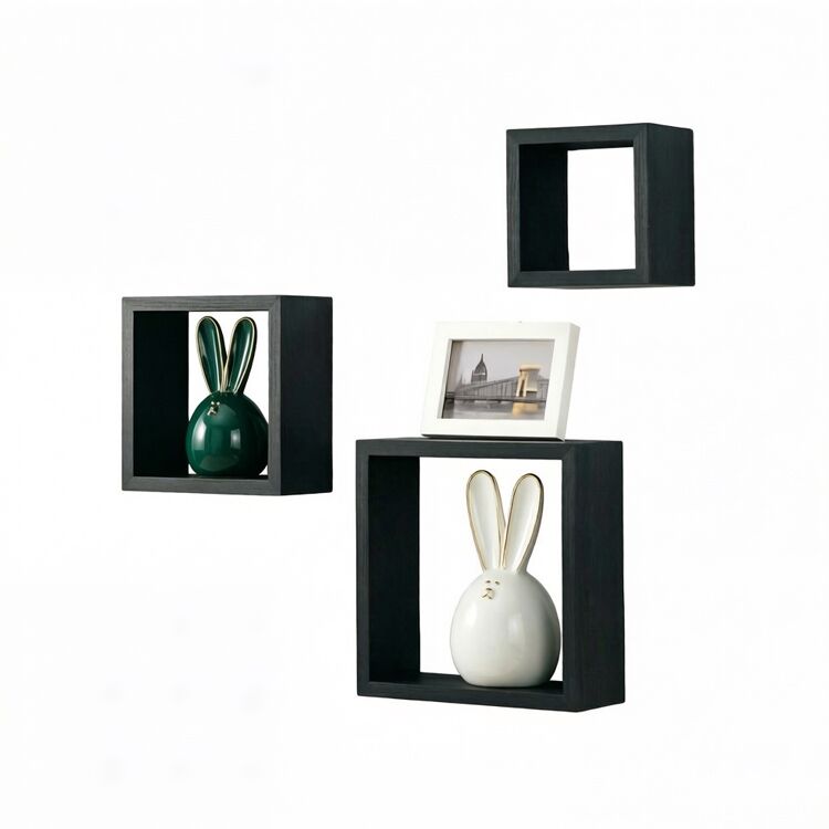 Modern Floating Cube Wall Shelves Set of Three