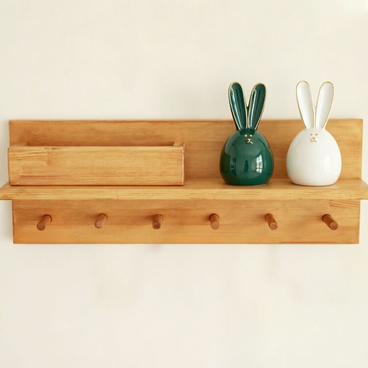 Houten wandorganizer voor de hal met sleutelhaken - Afbeelding 2