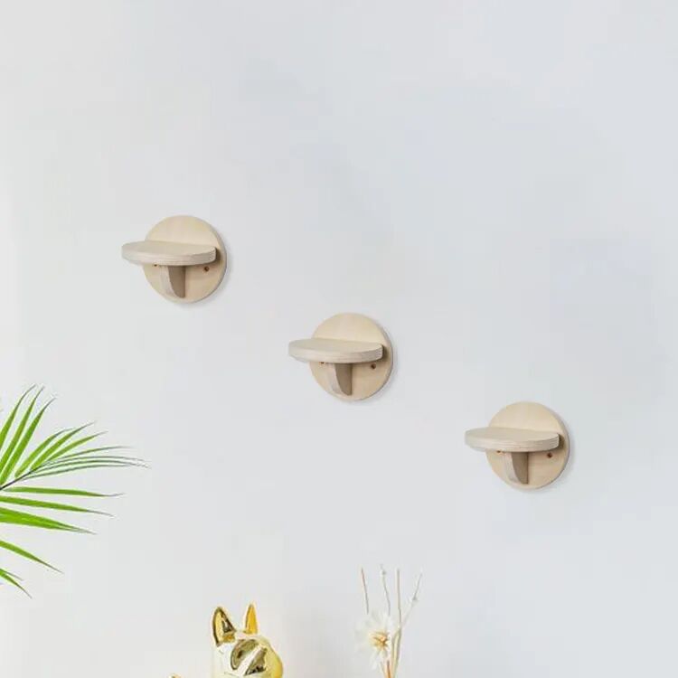 Minimalist Round Wooden Wall-Mounted Cat Climbing Step