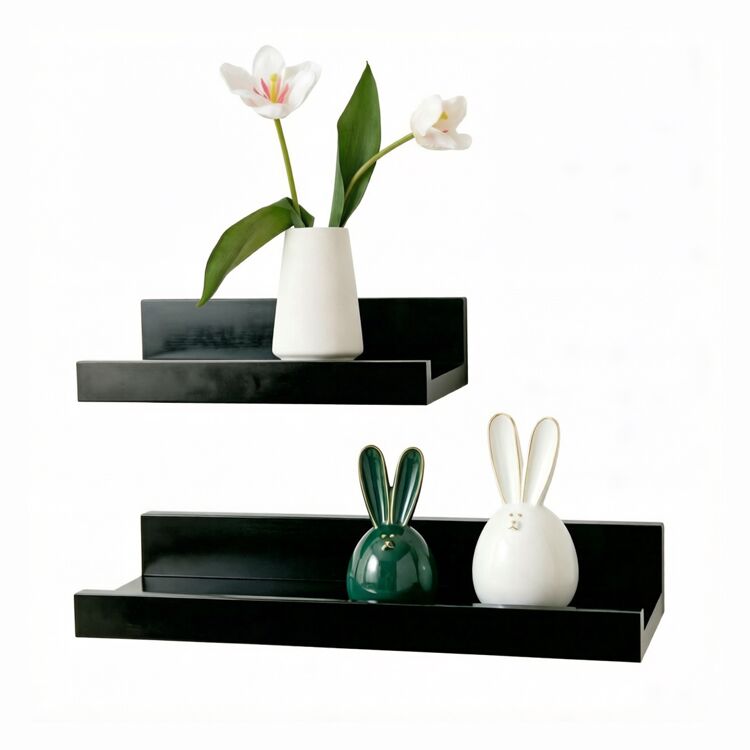 Minimalist Wooden Floating Picture Ledge Shelf with Front Protective Lip - Image 2