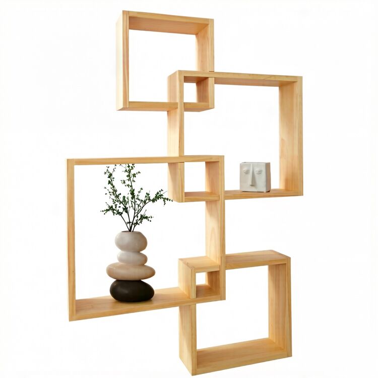 Modular Geometric Intersecting Floating Cube Shelves