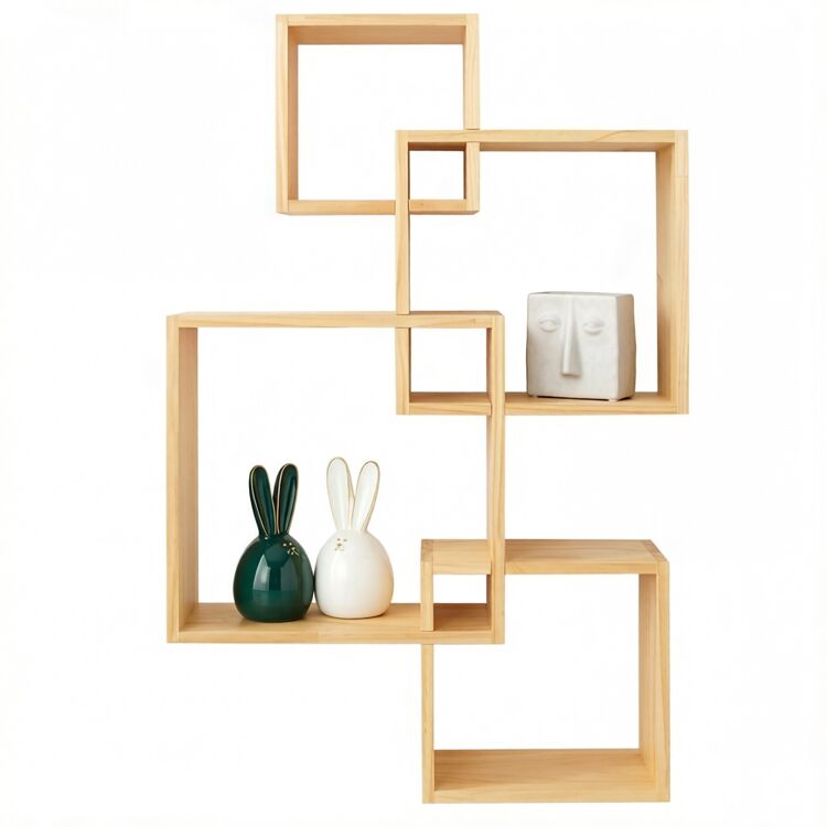 Modular Geometric Intersecting Floating Cube Shelves