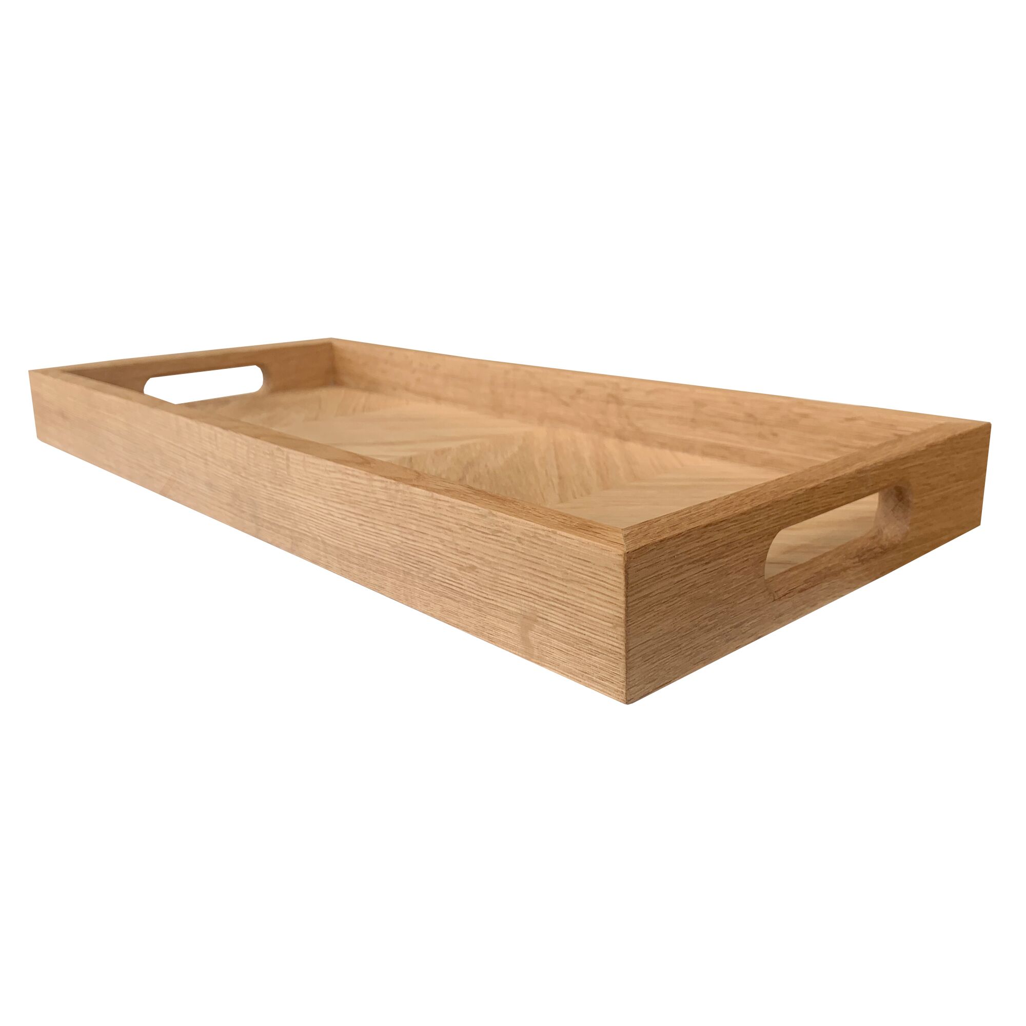 Luxe serveer- en decoratiedienblad van hout met visgraatmotief - Afbeelding 5