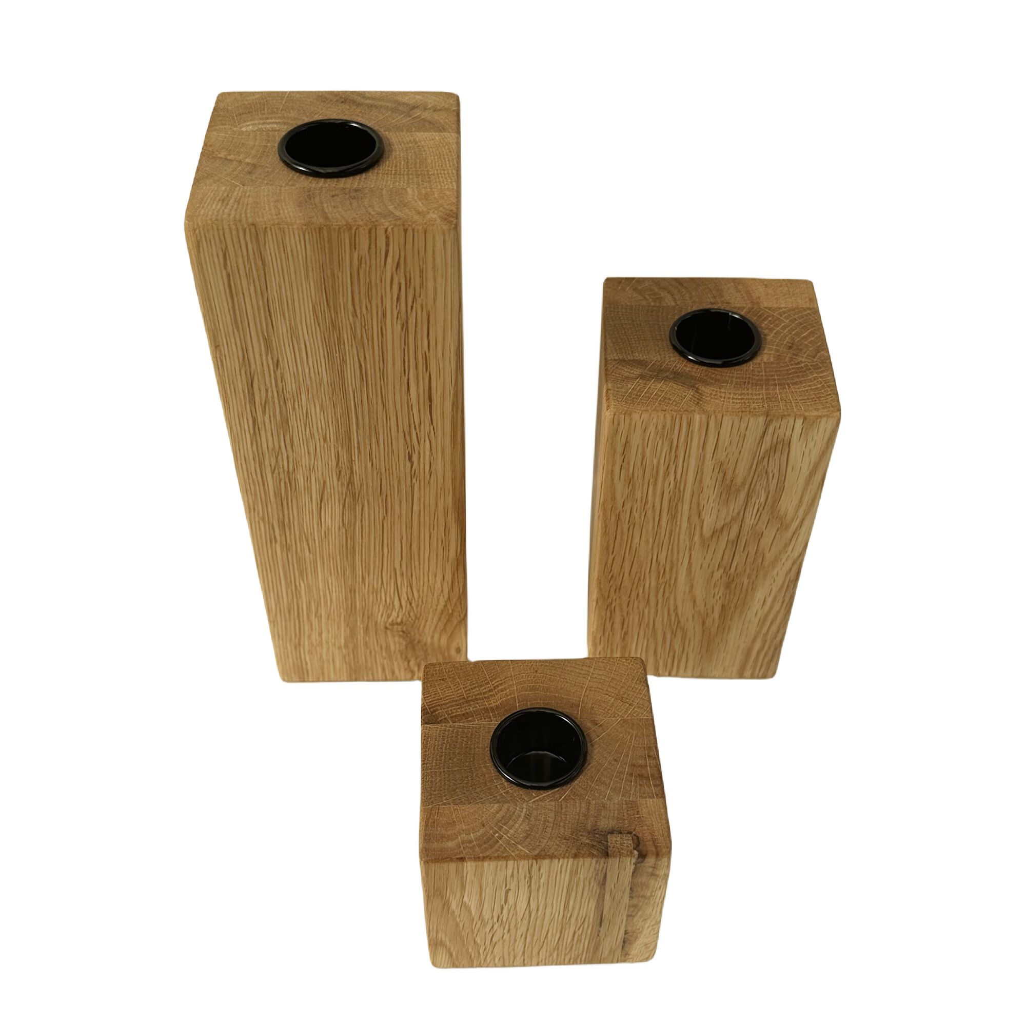 Solid Oak Block Tealight Holder Set – Minimalist Wood Candle Pedestals