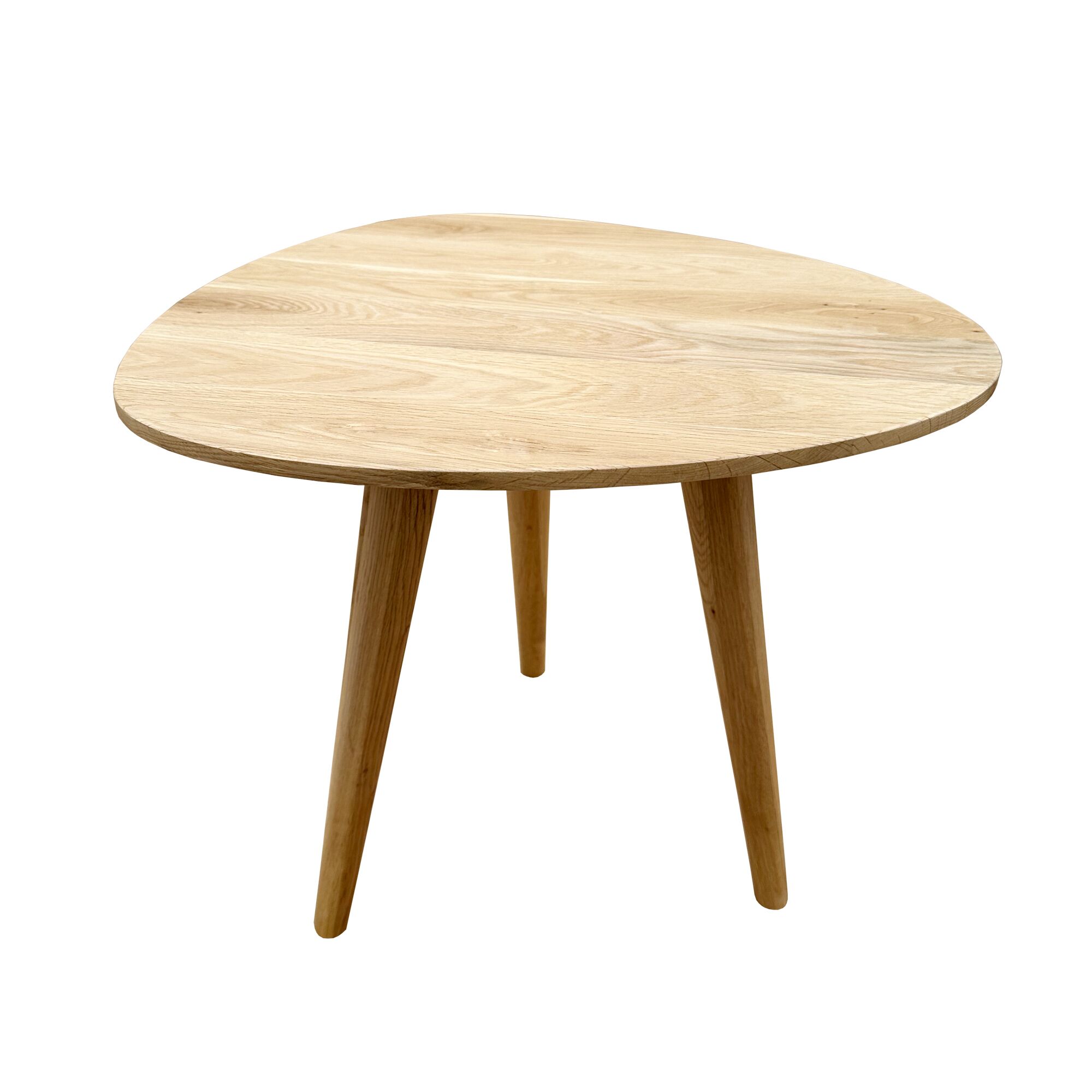 Solid Wood Pebble-Shaped Side Table with Splayed Tripod Legs