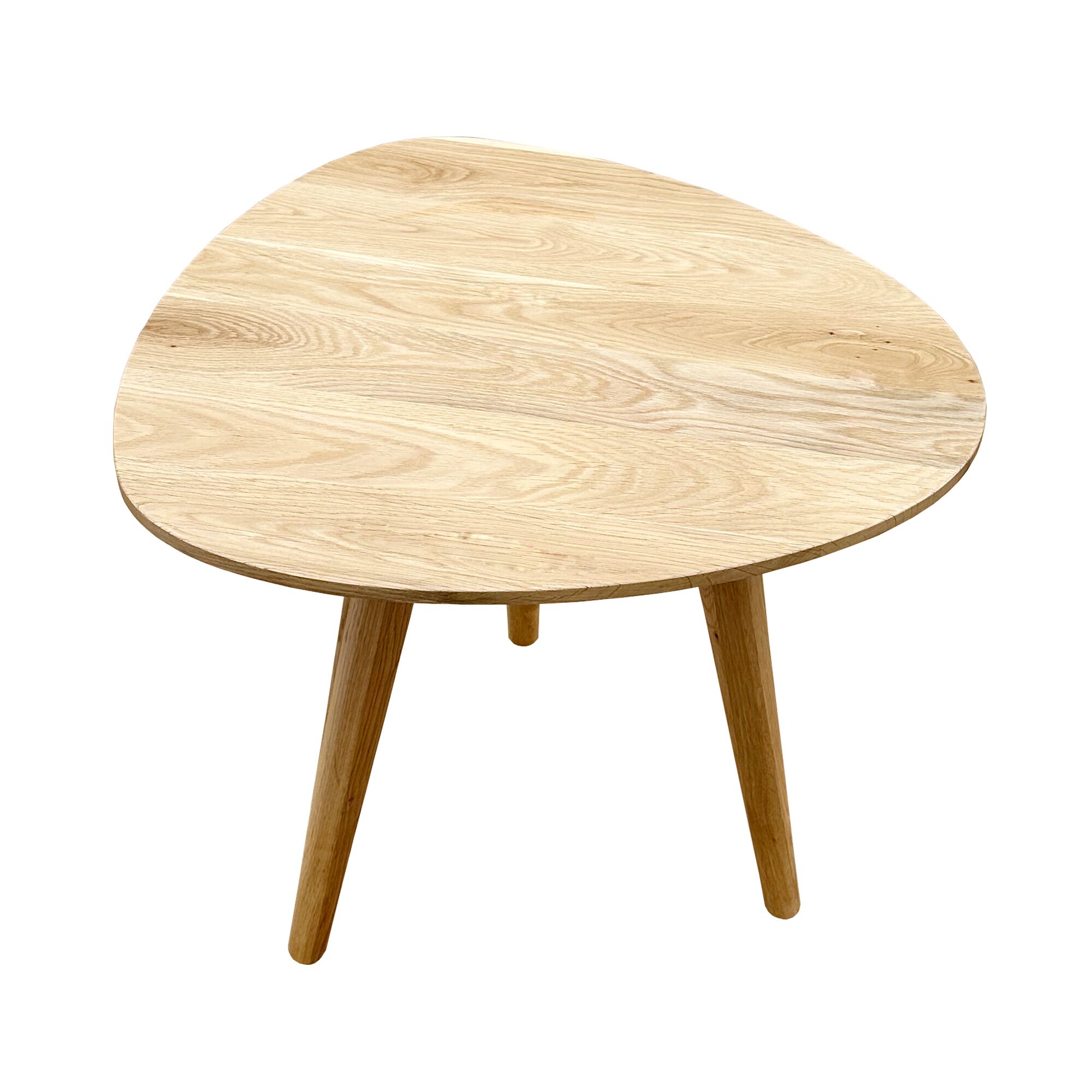 Solid Wood Pebble-Shaped Side Table with Splayed Tripod Legs