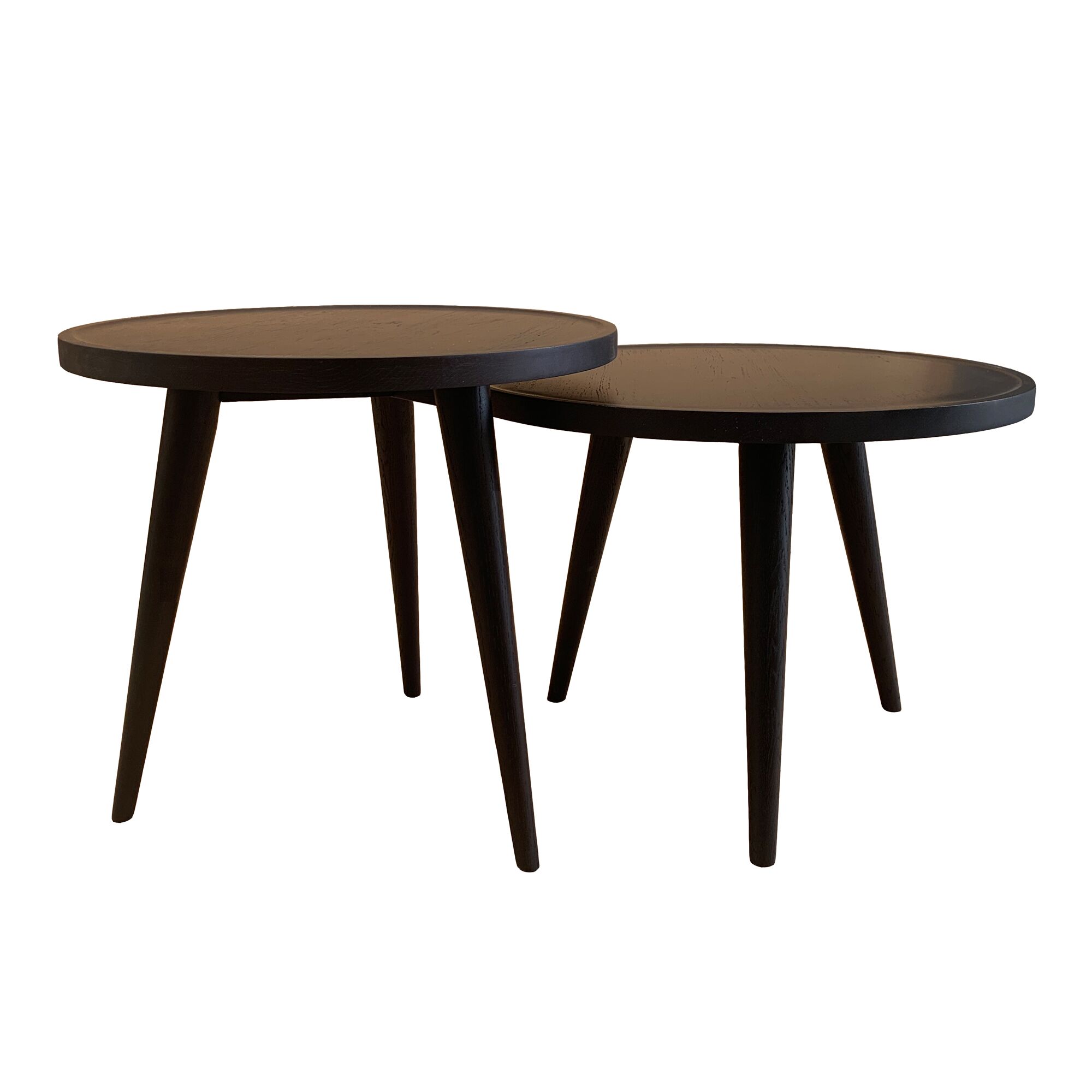 Solid Wood Round Tray-Top Accent Table with Tapered Tripod Legs