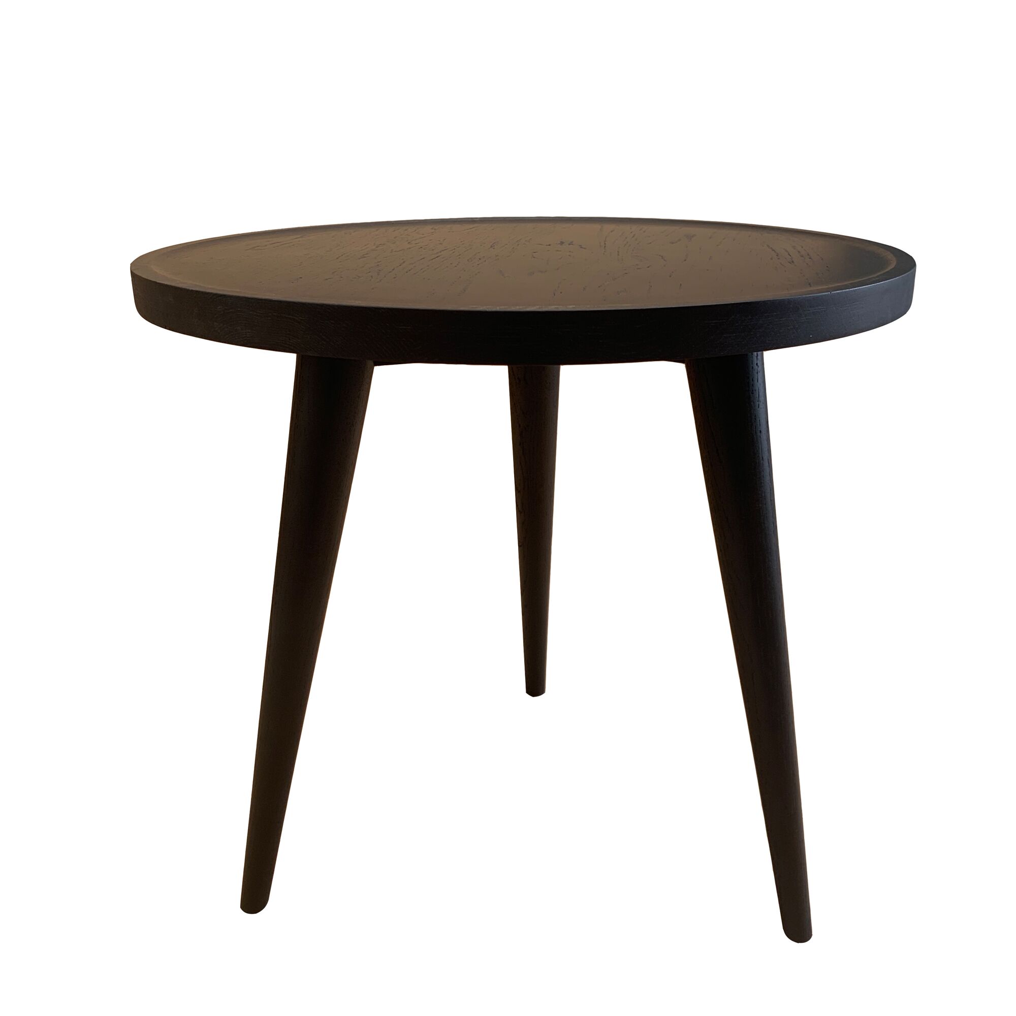 Solid Wood Round Tray-Top Accent Table with Tapered Tripod Legs