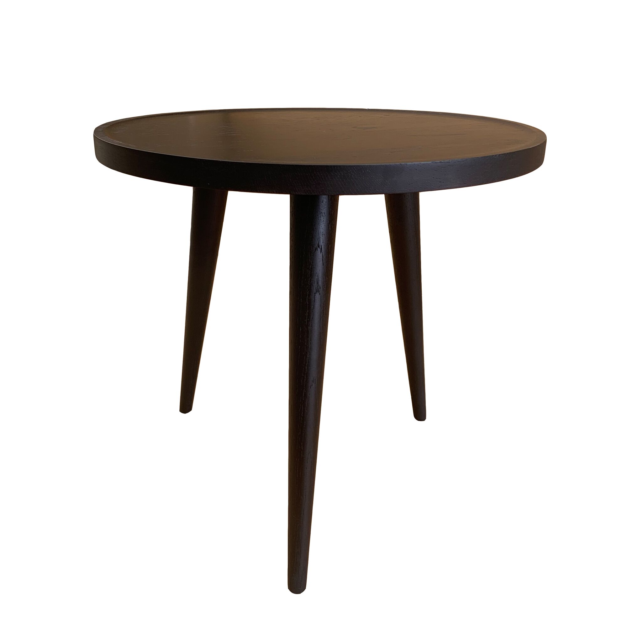 Solid Wood Round Tray-Top Accent Table with Tapered Tripod Legs