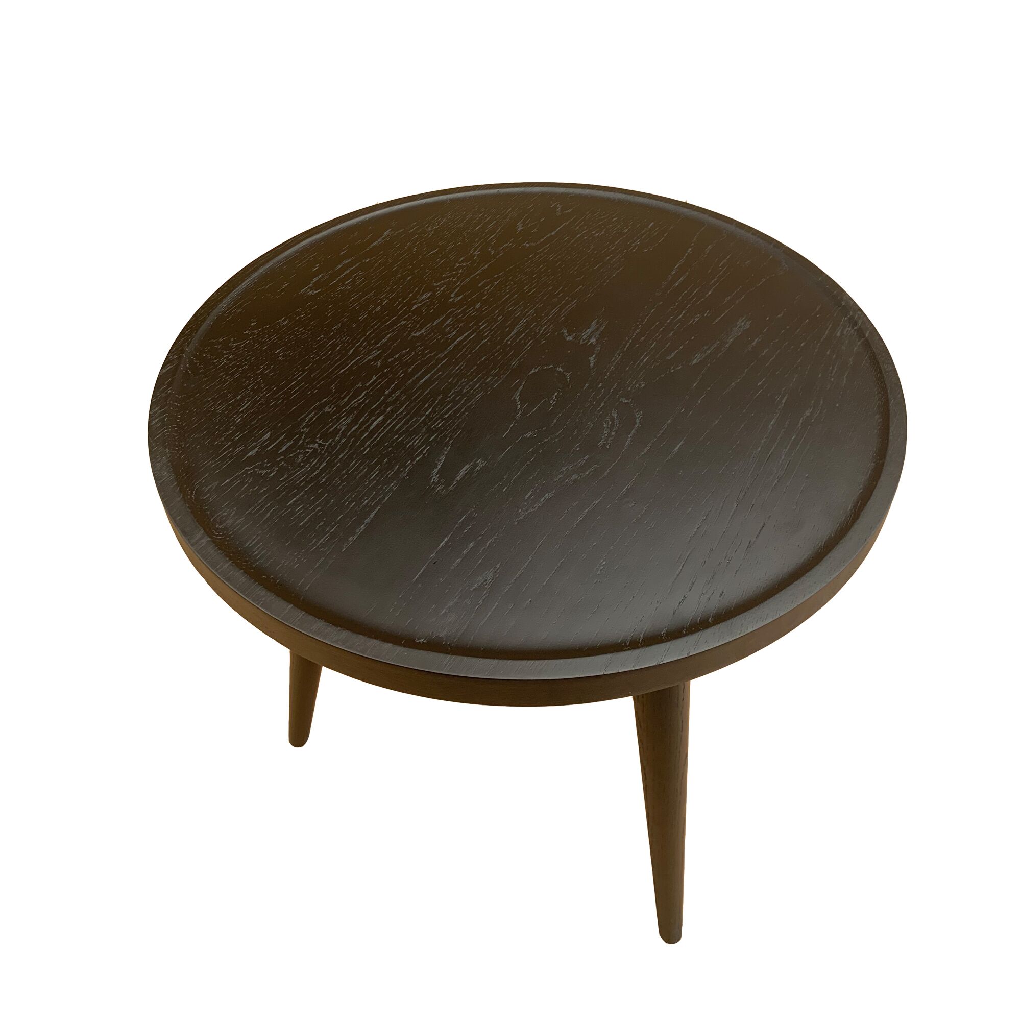 Solid Wood Round Tray-Top Accent Table with Tapered Tripod Legs